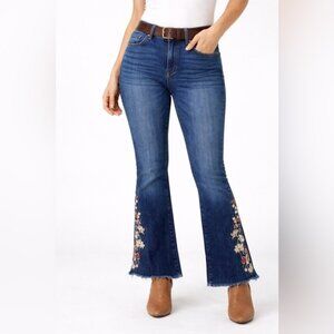 DRIFTWOOD Farrah Embroidered Floral Flare Denim Jeans - Size 28